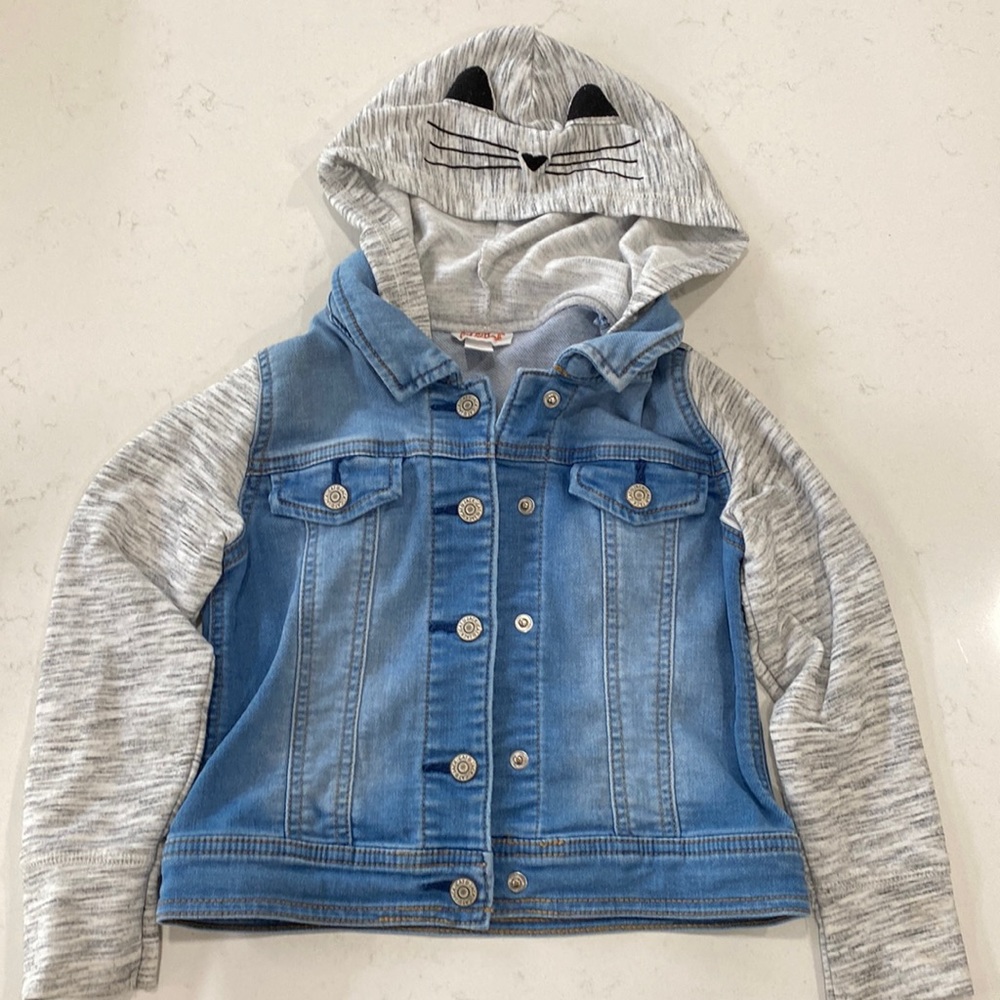 Cat and Jack French Terry Kitty Jean jacket, size 5T